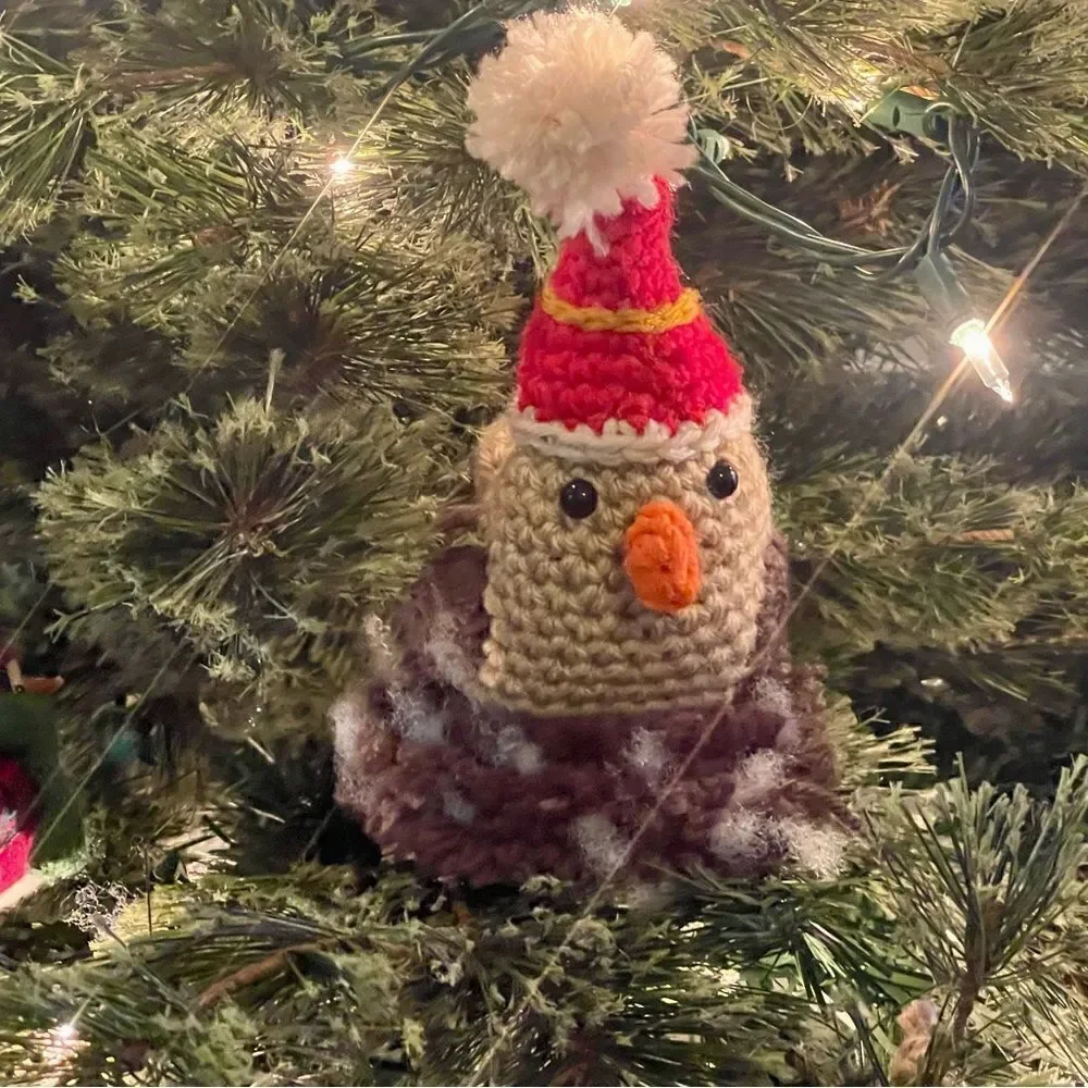 Handmade Crochet Nesting Bird Women Home Decor Christmas Tree Mantle Decoration